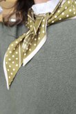 Plaid & Polka Border Triangle Silk Neckerchief Olive